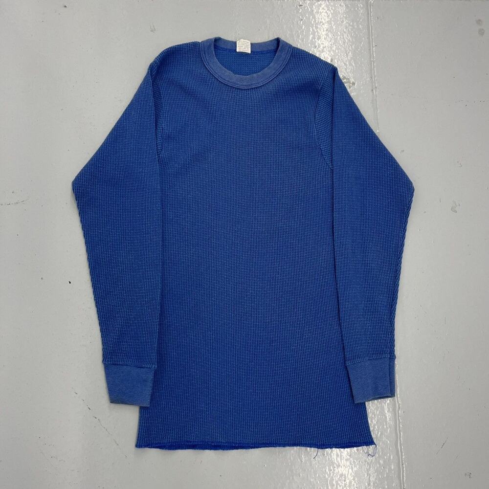 Vintage 80s Snowdrift Blue Blank Long Sleeve Thermal